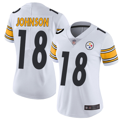 Women Pittsburgh Steelers Football 18 Limited White Diontae Johnson Road Vapor Untouchable Nike NFL Jersey